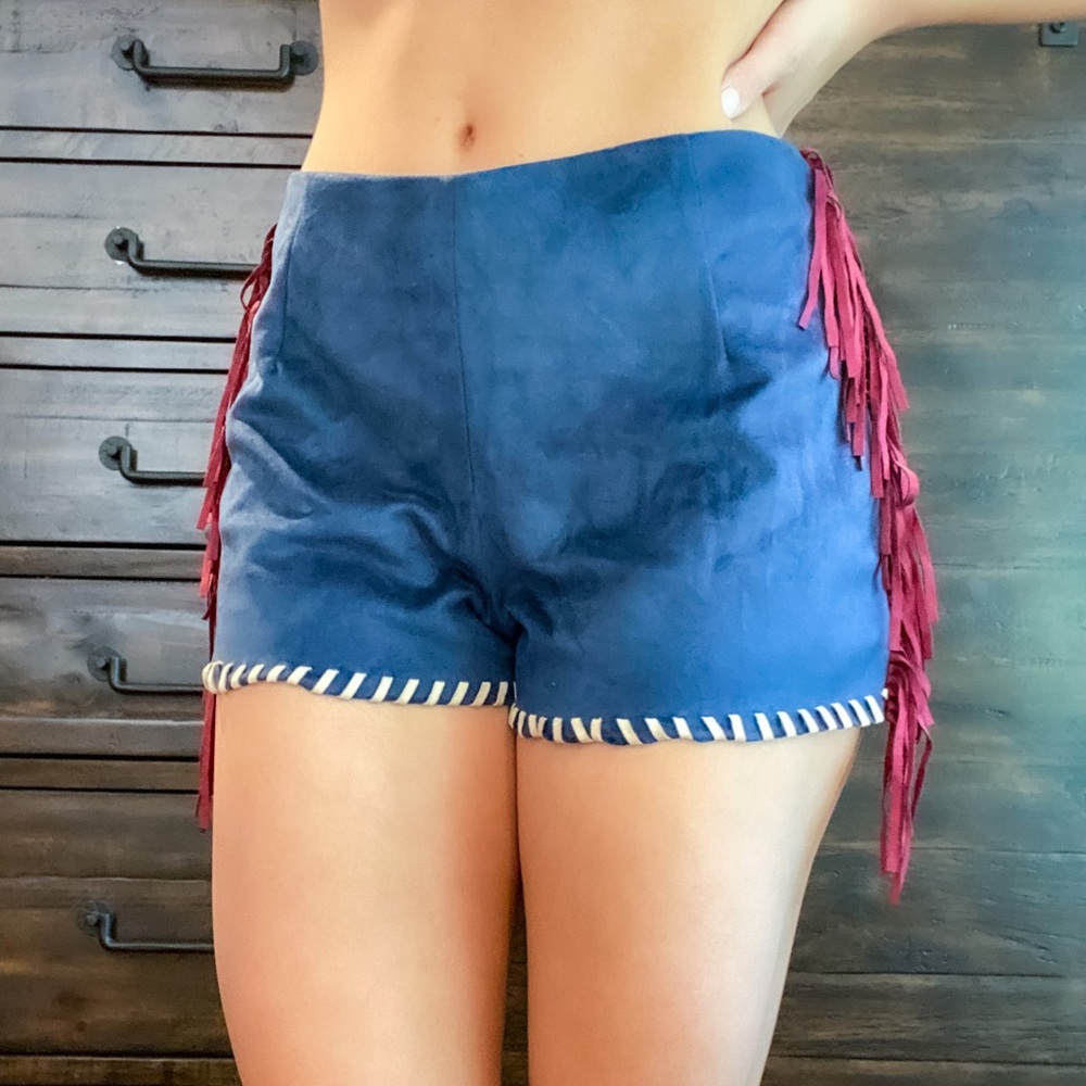 Boho Faux Suede Fringe Shorts